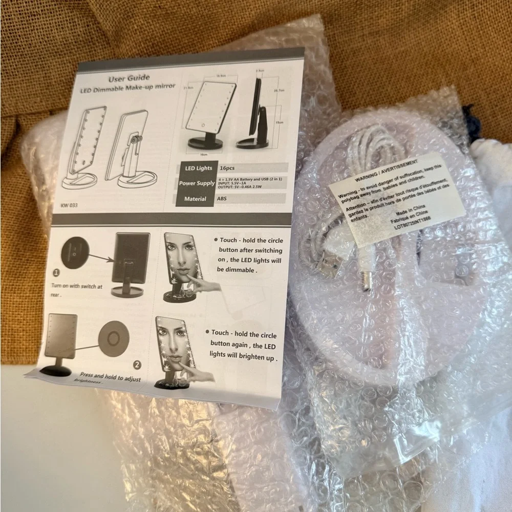 New Rodan+Fields branded LED portable travel makeup mirror 3 light settings